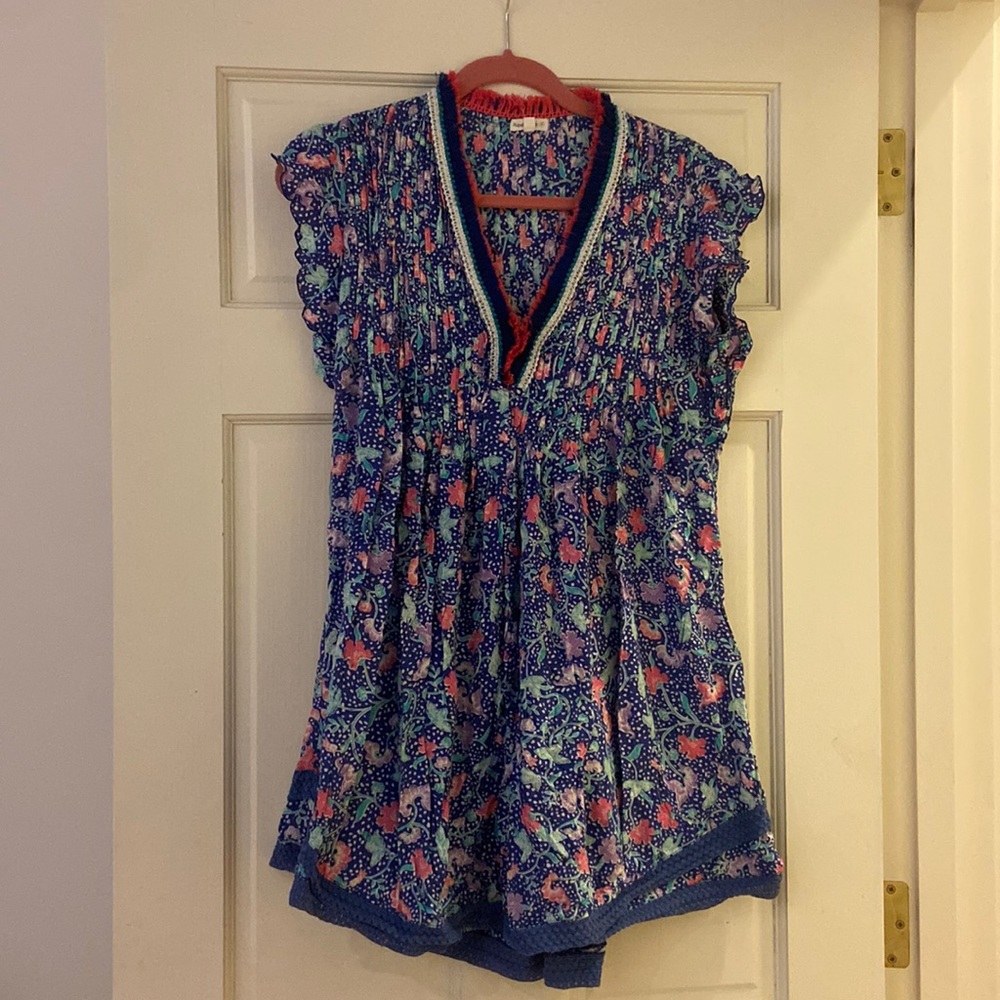 Poupette St Barth Sasha printed dress blue clary sz small